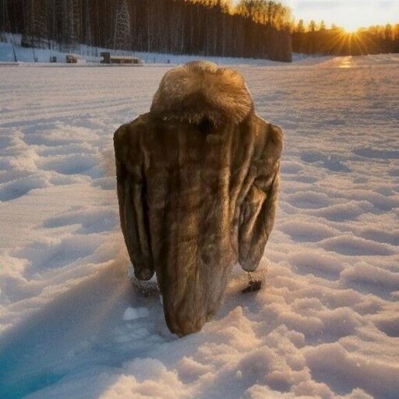 GORGEOUS REAL SILVER FOX & MINK FUR COAT JACKET SIZE M - Picture 6 of 6